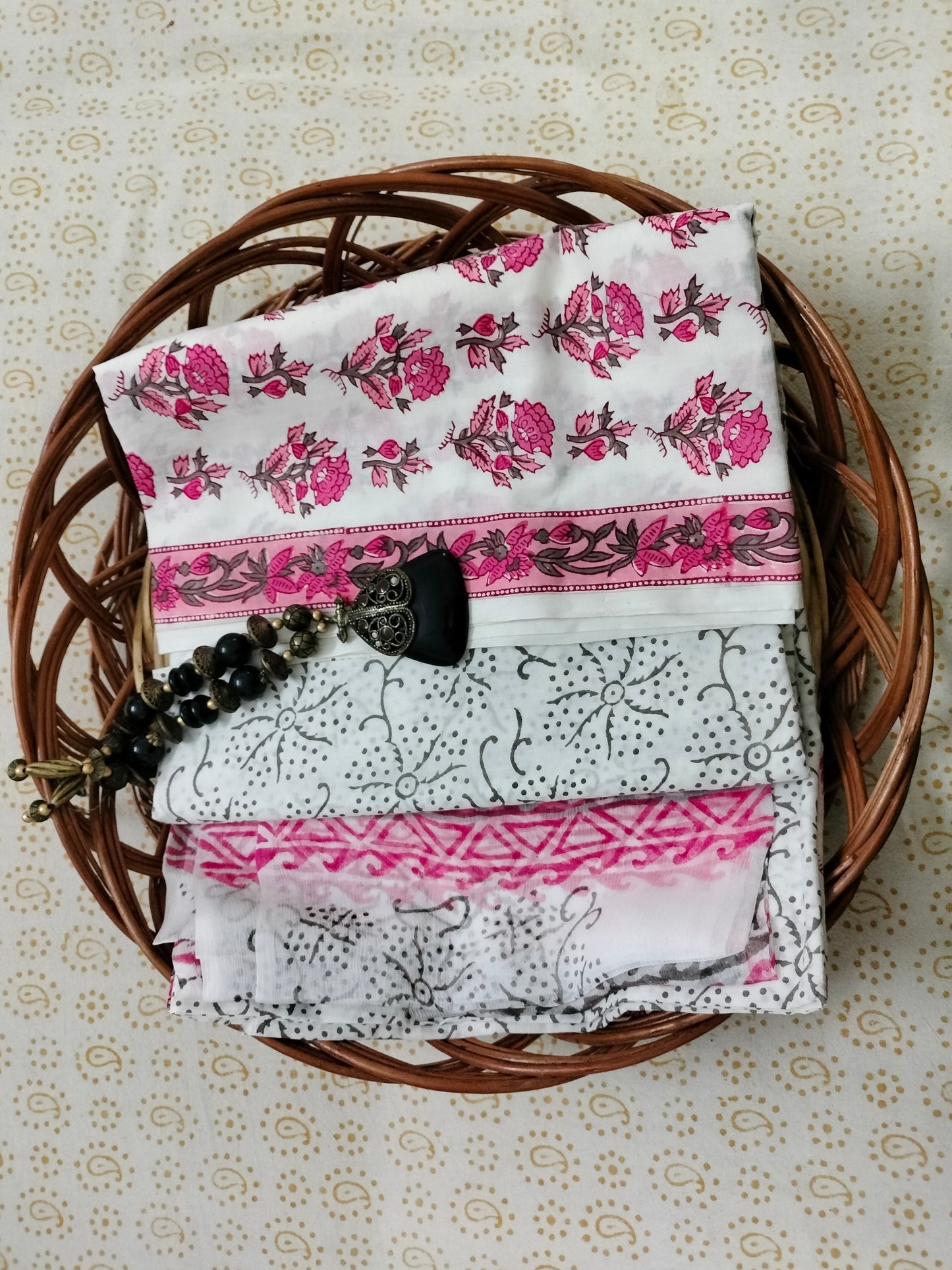 Pure Mul cotton suit with chiffon Dupatta