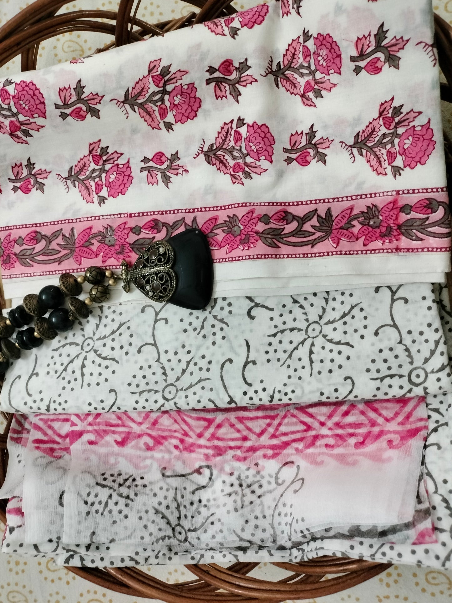 Pure Mul cotton suit with chiffon Dupatta