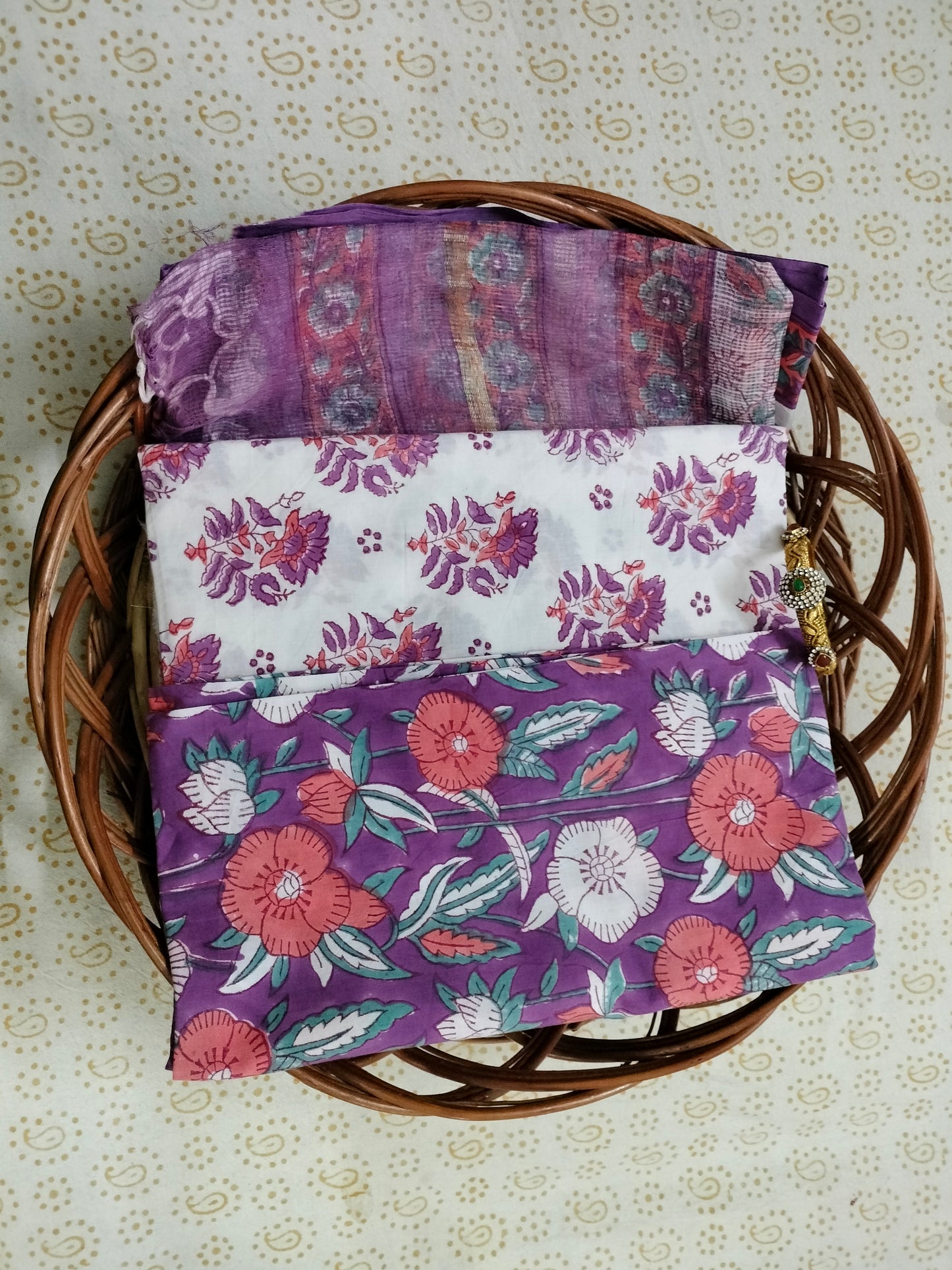 Pure Mul cotton suit with chiffon Dupatta