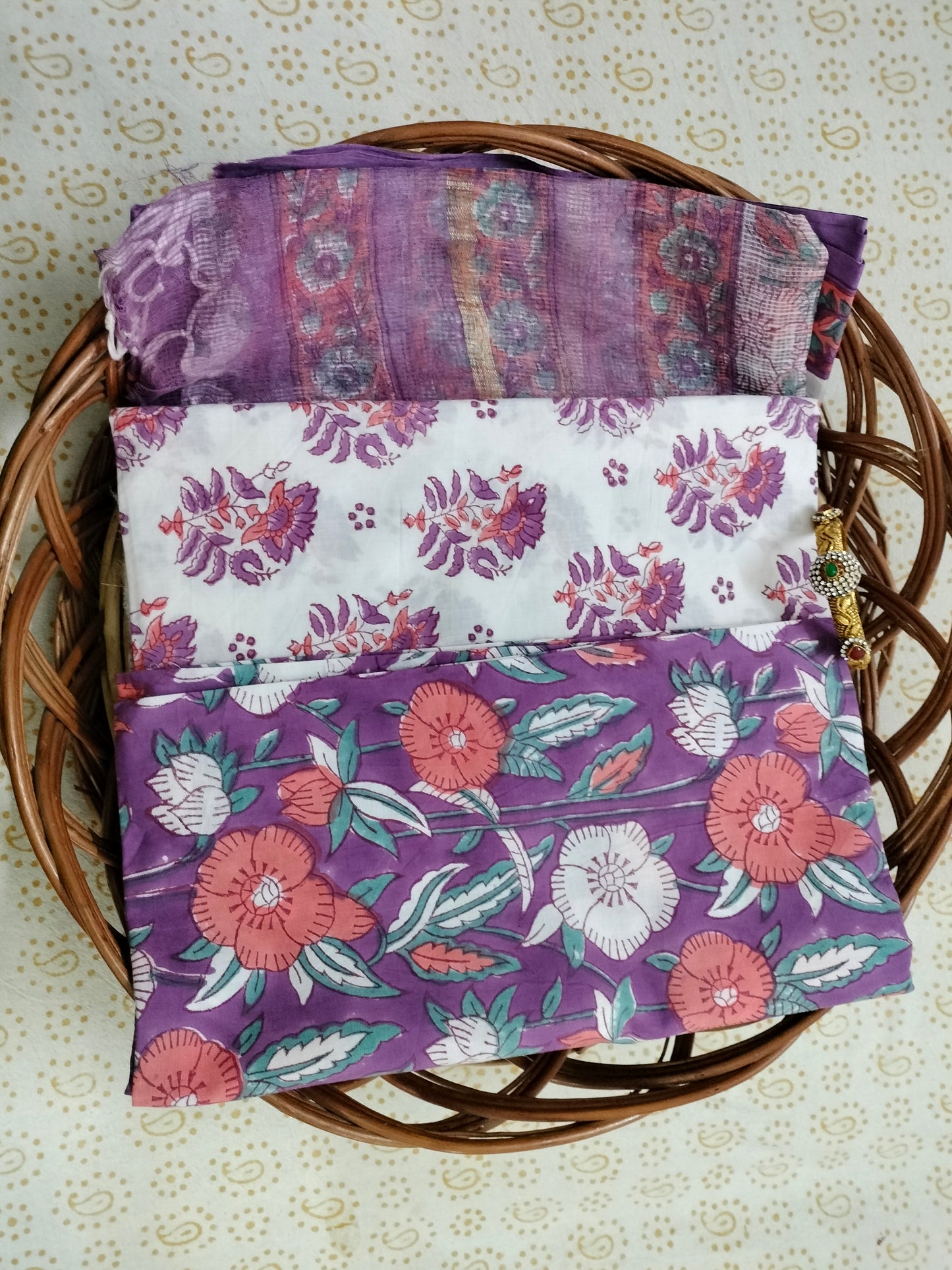 Pure Mul cotton suit with chiffon Dupatta