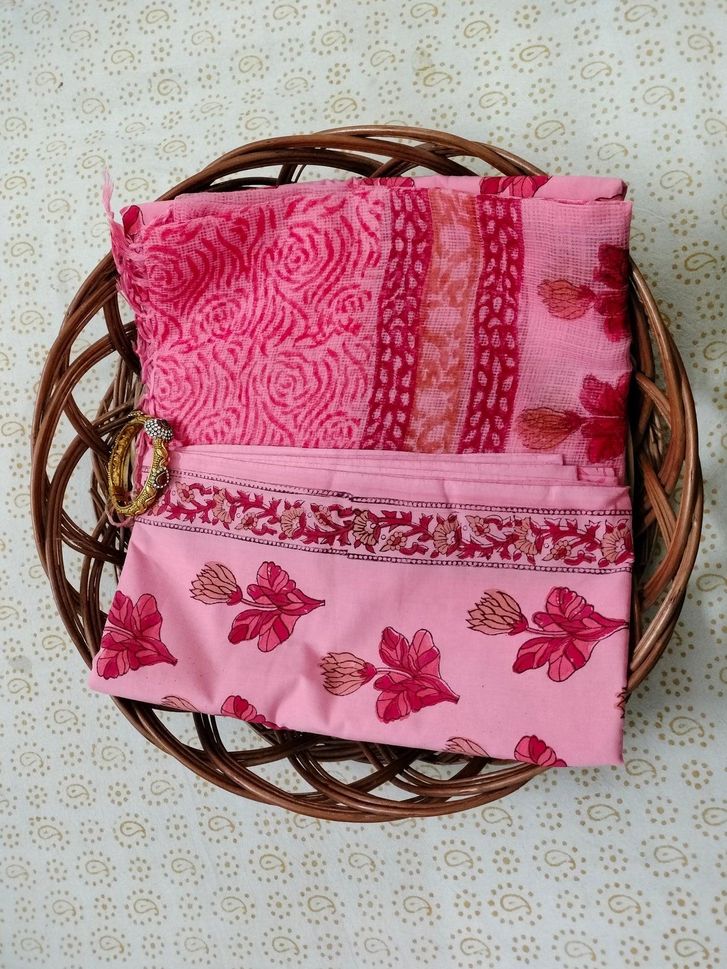 Pure Mul cotton suit with chiffon Dupatta