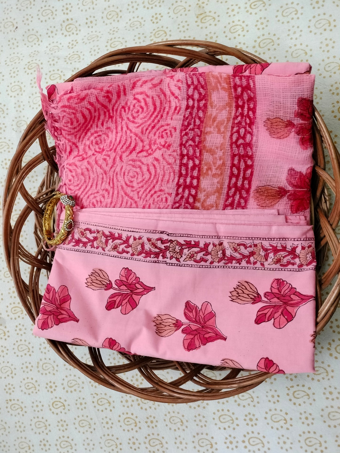 Pure Mul cotton suit with chiffon Dupatta