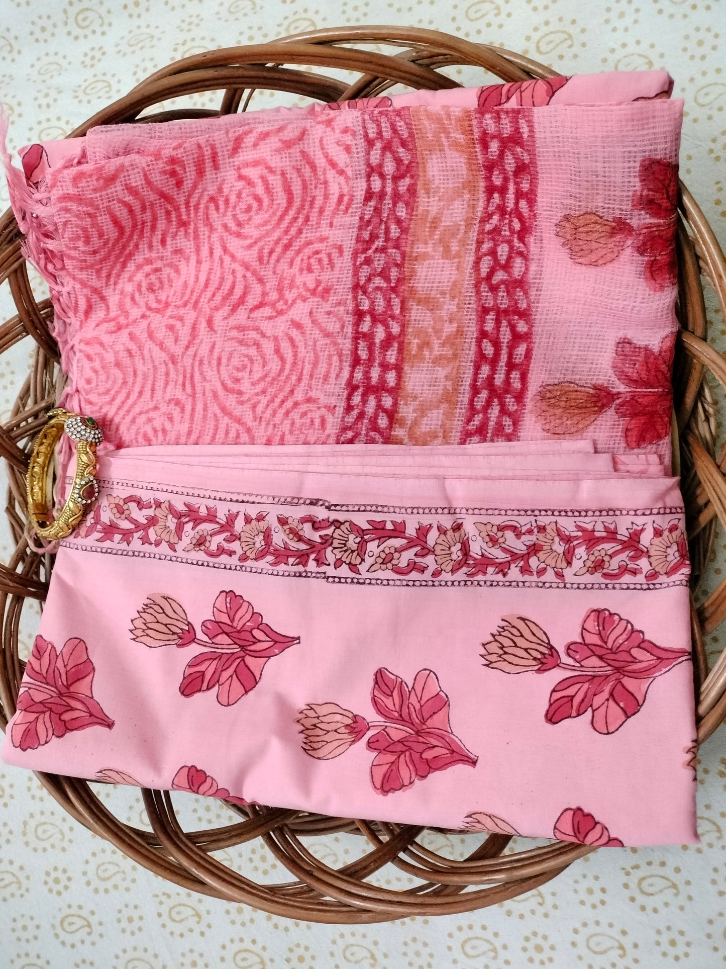 Pure Mul cotton suit with chiffon Dupatta