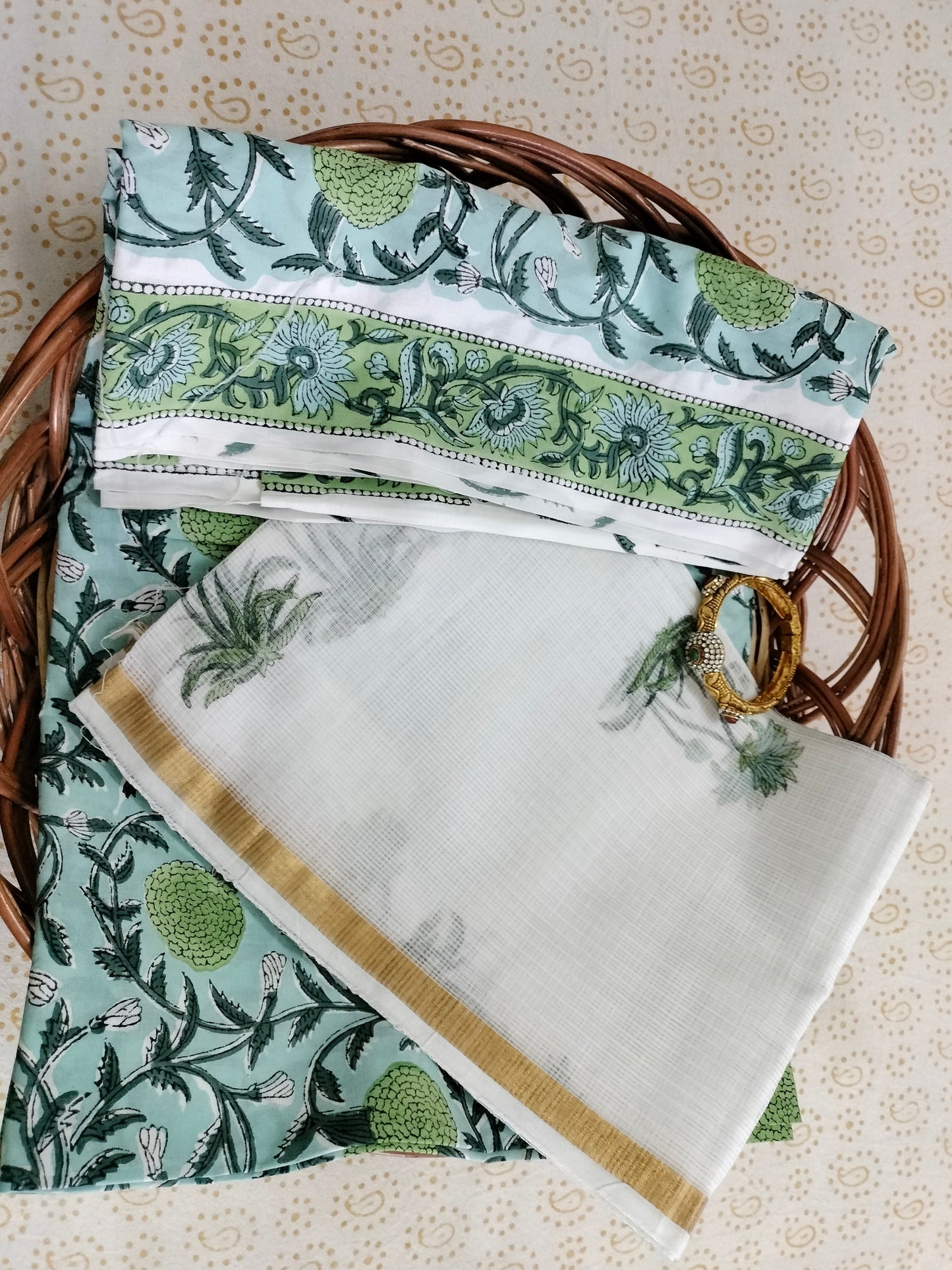 Pure Mul cotton suit with kota doria Dupatta