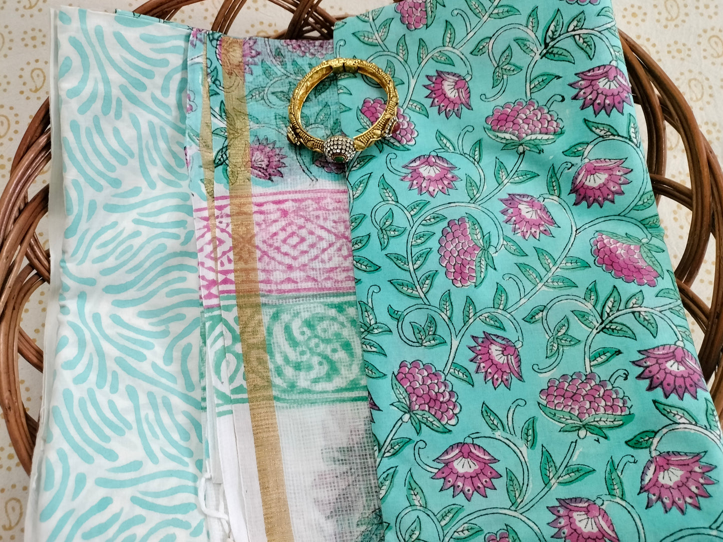 Pure Mul cotton suit with kota doria Dupatta