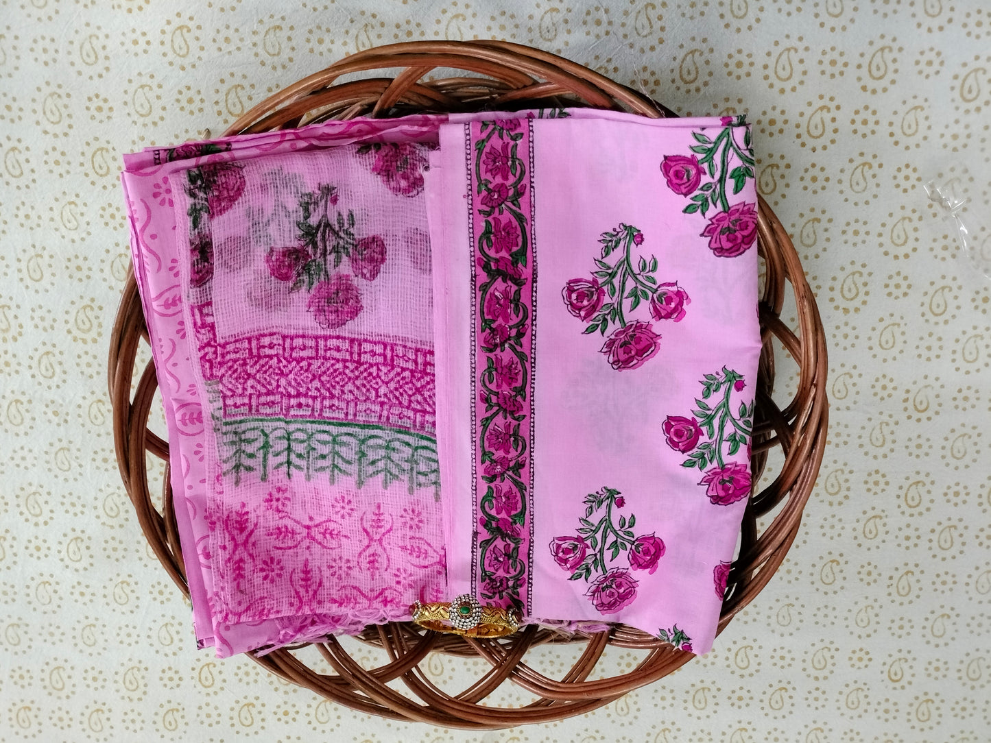 Pure Mul cotton suit with chiffon Dupatta