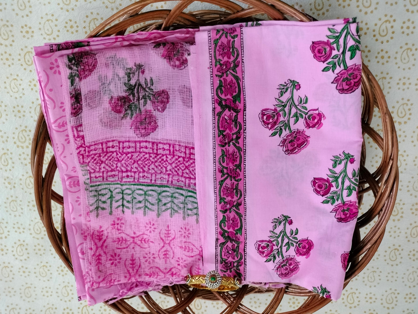 Pure Mul cotton suit with chiffon Dupatta