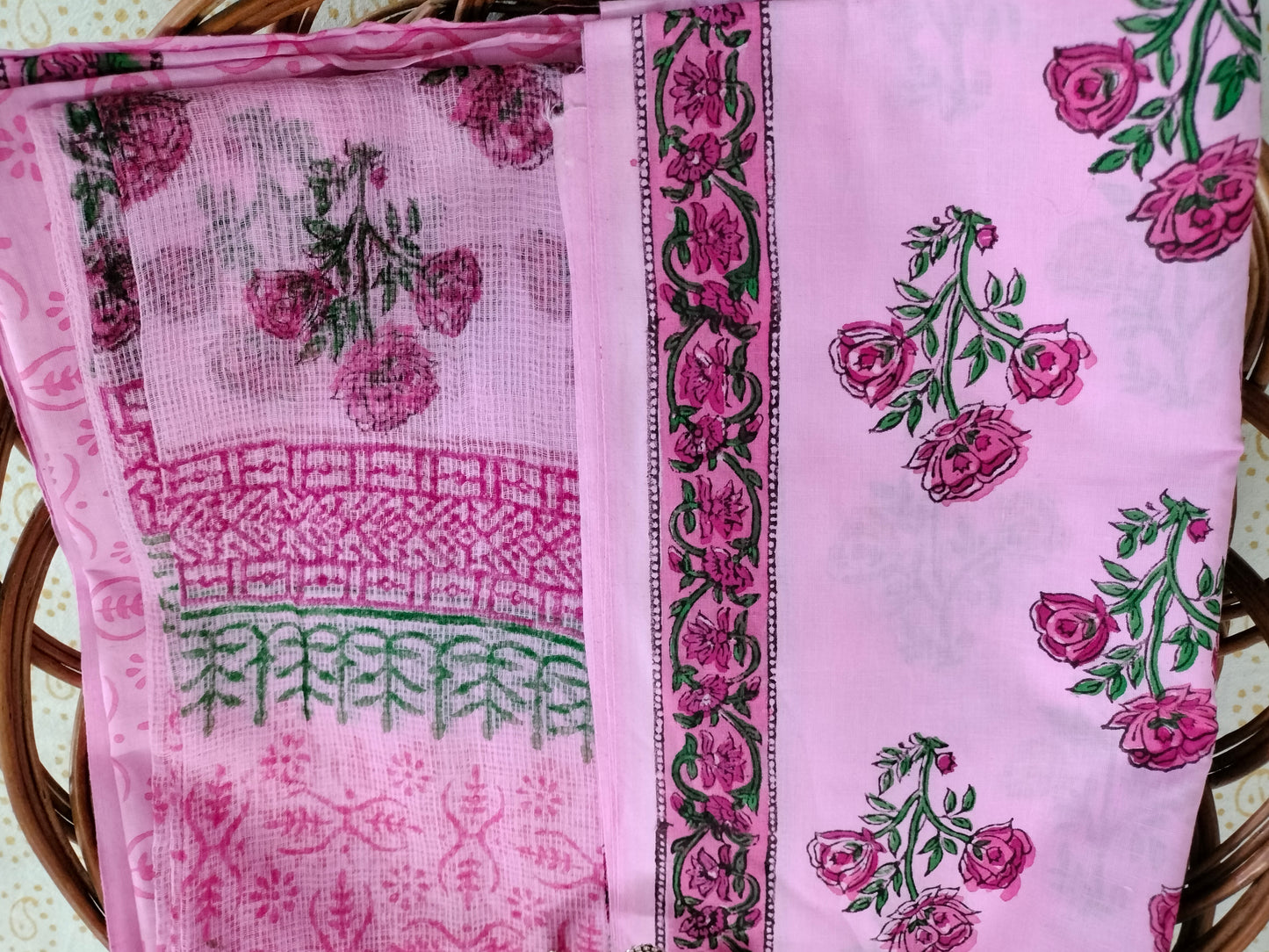 Pure Mul cotton suit with chiffon Dupatta