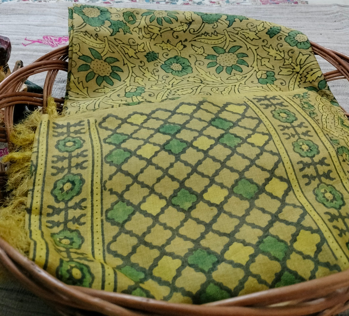 Pure Tussar Ajarak hand block print Kurta and Dupatta 2.5 mt (each)