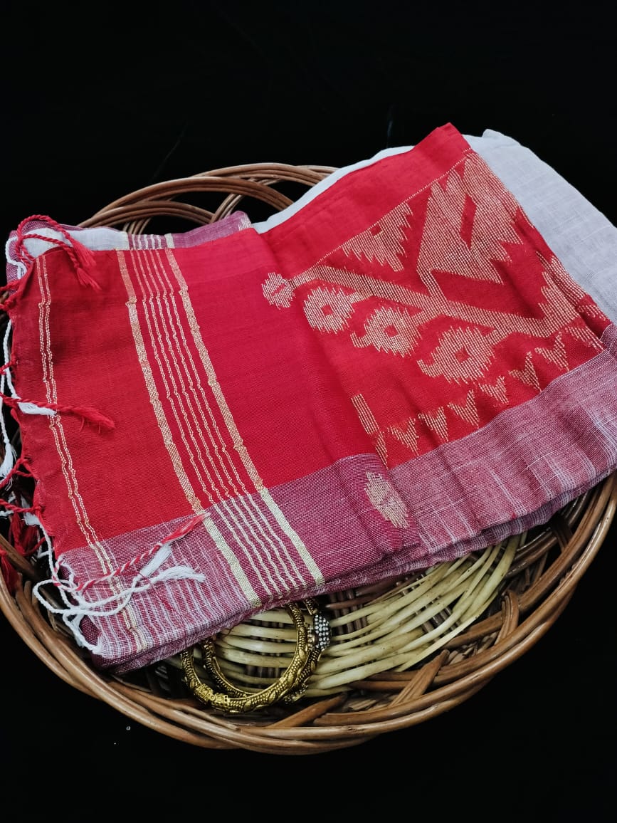 Linen Jamdari saree