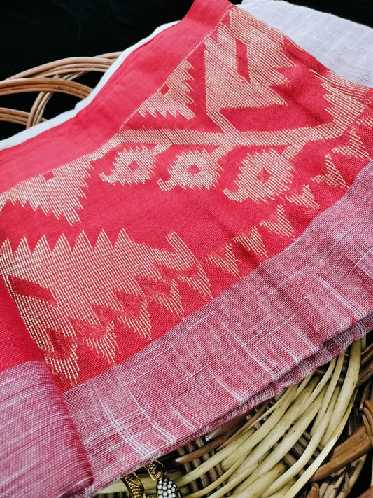 Linen Jamdari saree
