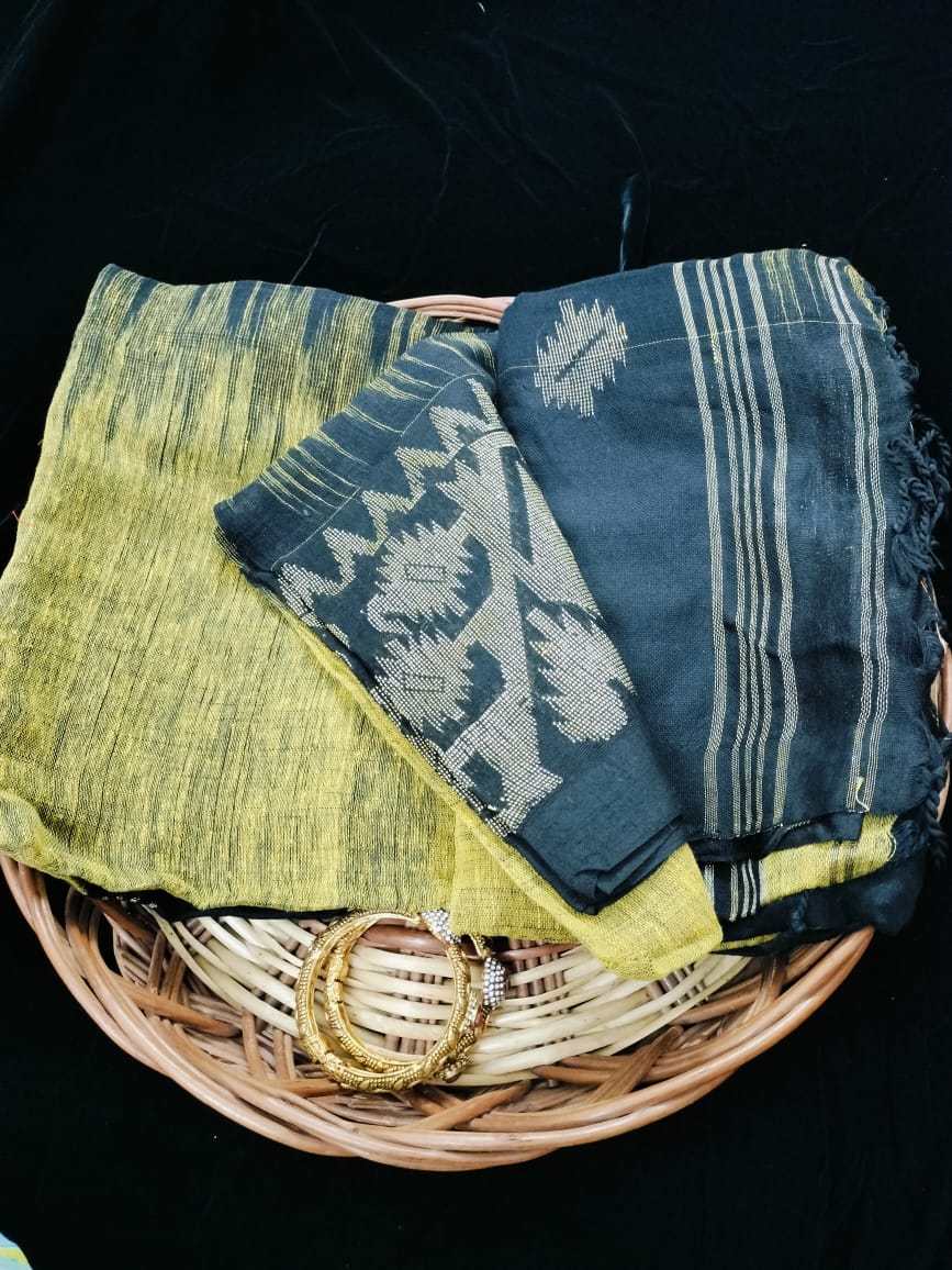 Linen Jamdari saree