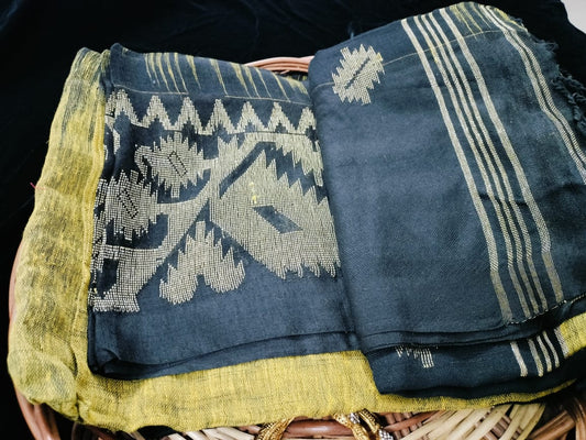 Linen Jamdari saree