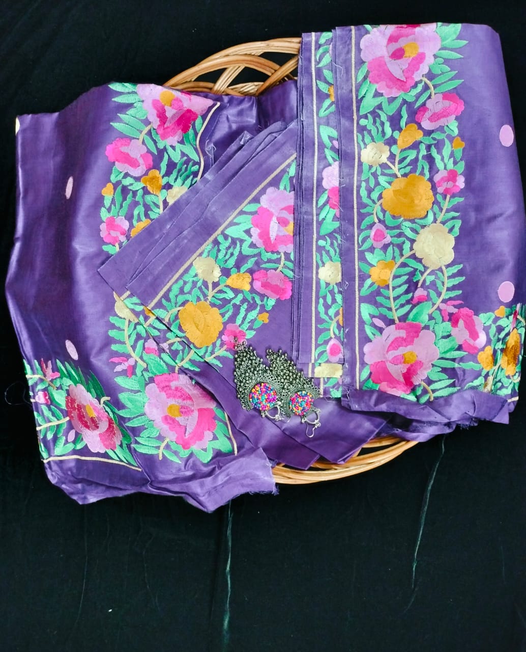 Pure Tusser embroidery Saree