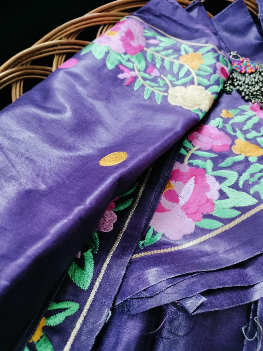 Pure Tusser embroidery Saree