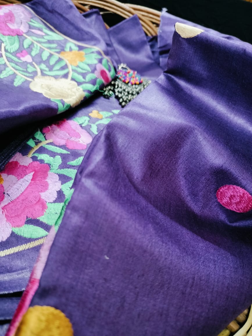 Pure Tusser embroidery Saree