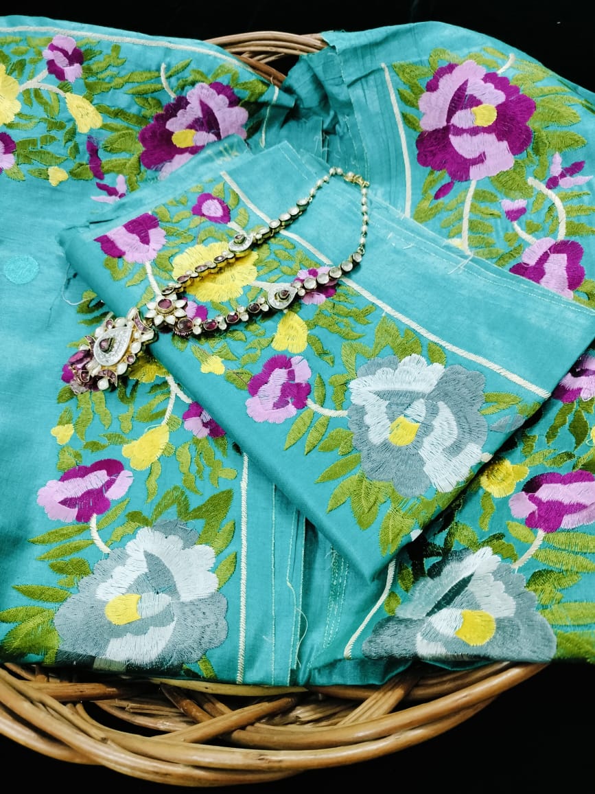 Pure Tusser embroidery Saree