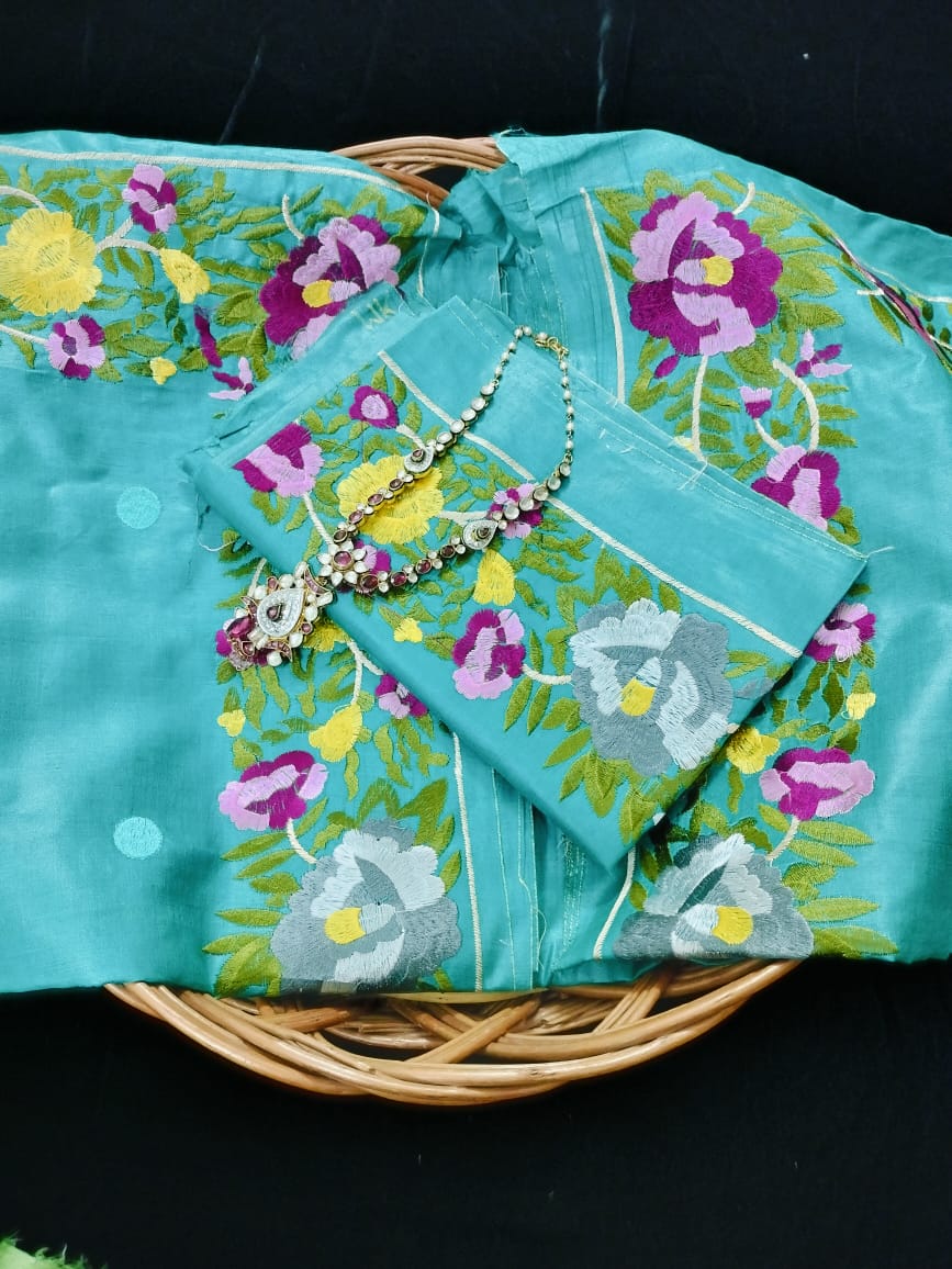 Pure Tusser embroidery Saree