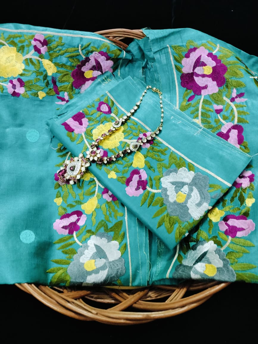 Pure Tusser embroidery Saree