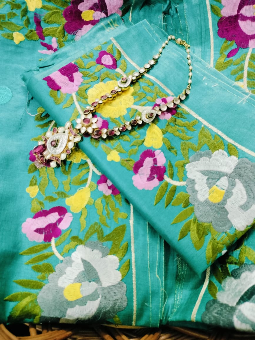 Pure Tusser embroidery Saree