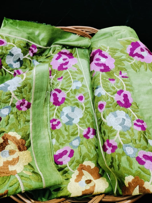 Pure Tusser embroidery Saree