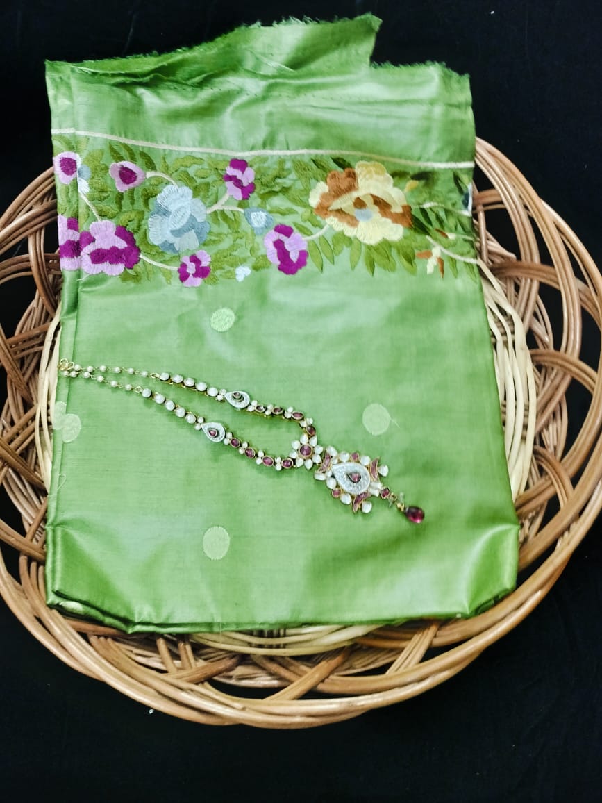 Pure Tusser embroidery Saree