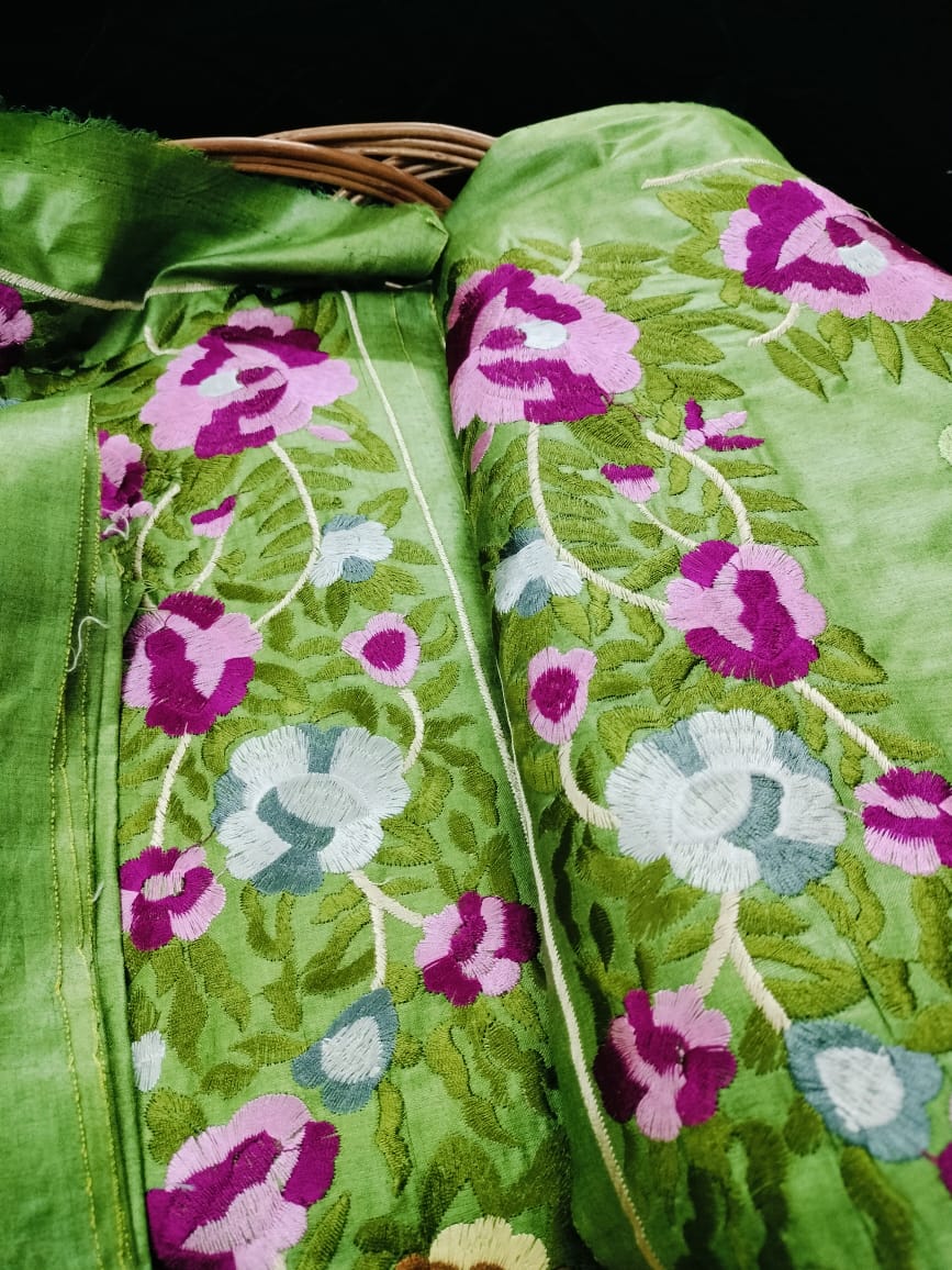 Pure Tusser embroidery Saree