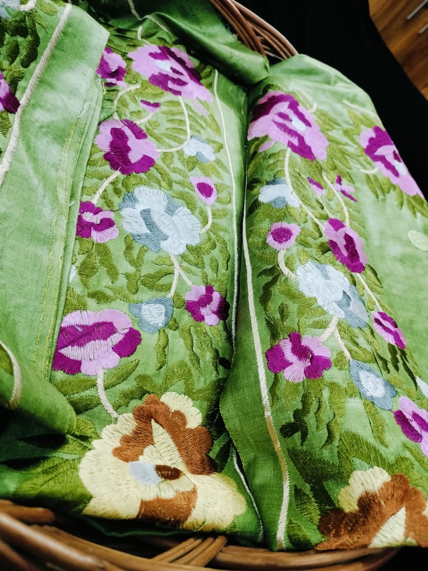 Pure Tusser embroidery Saree