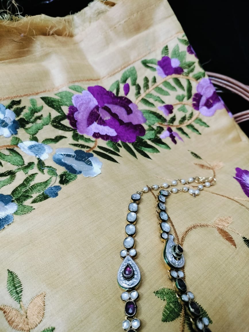 Pure Tusser embroidery Saree