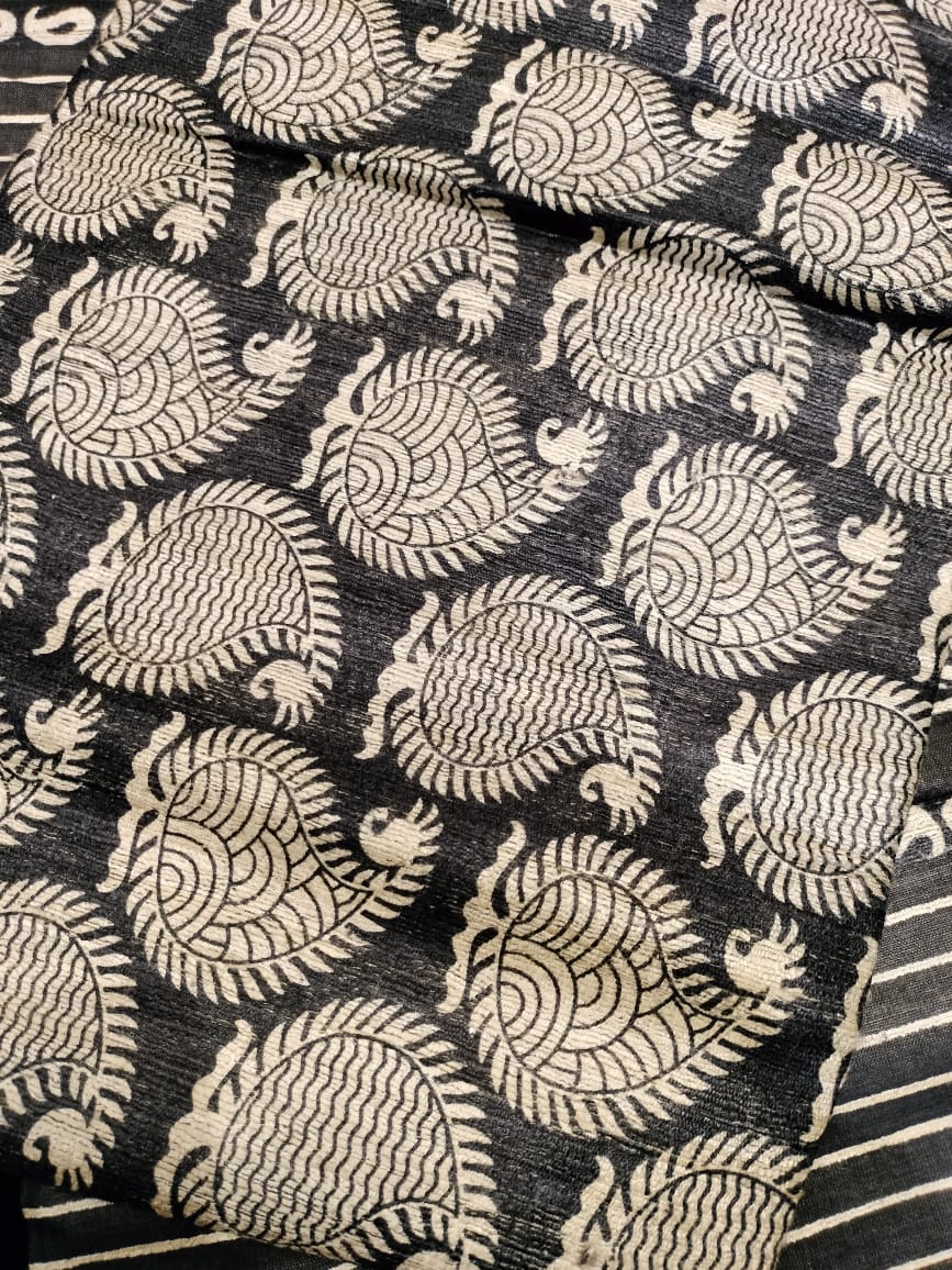 Pure Tussar Ghicha Kalamkari Saree