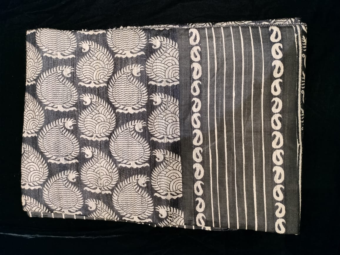 Pure Tussar Ghicha Kalamkari Saree