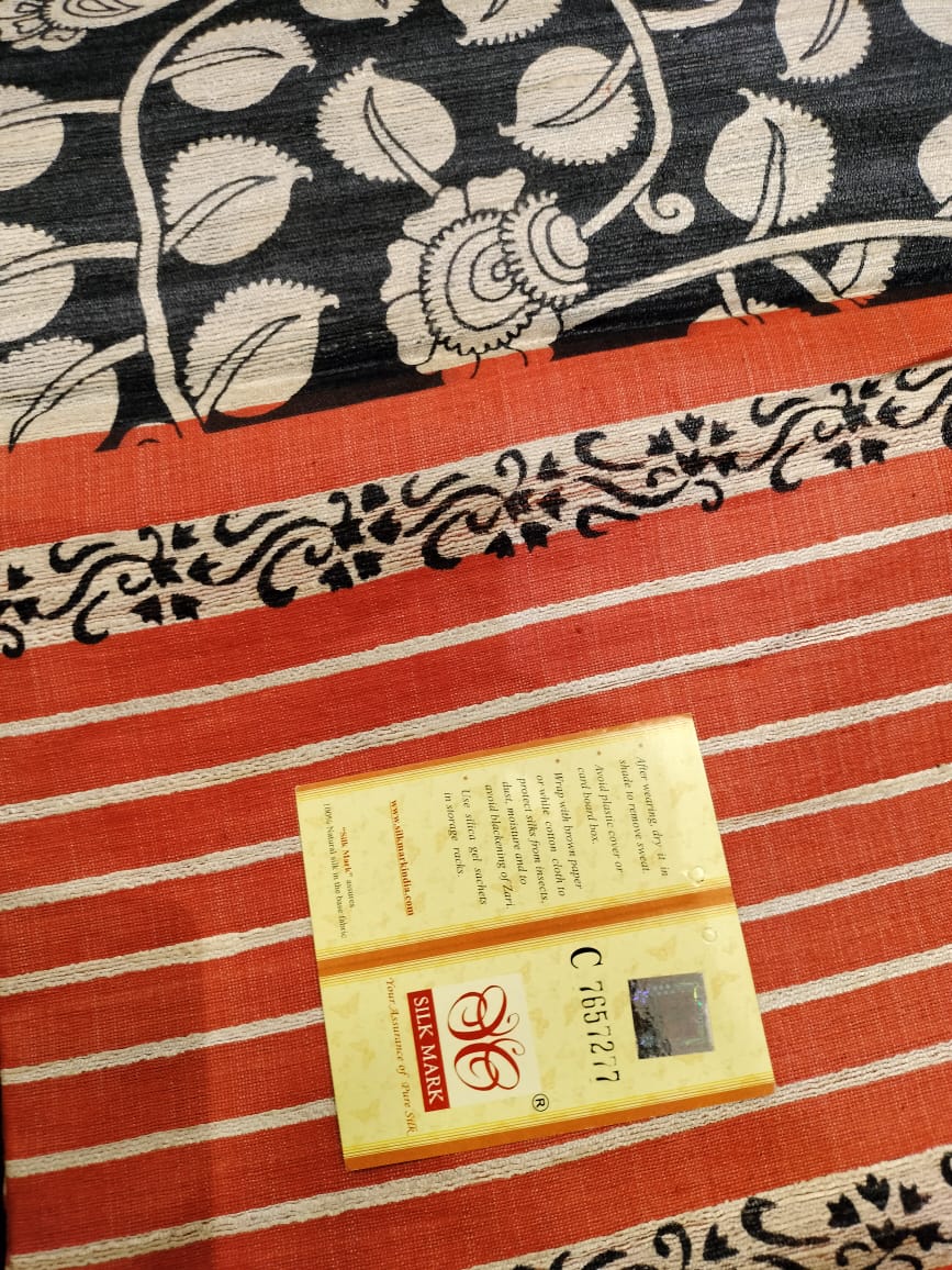 Pure Tussar Ghicha Kalamkari Saree
