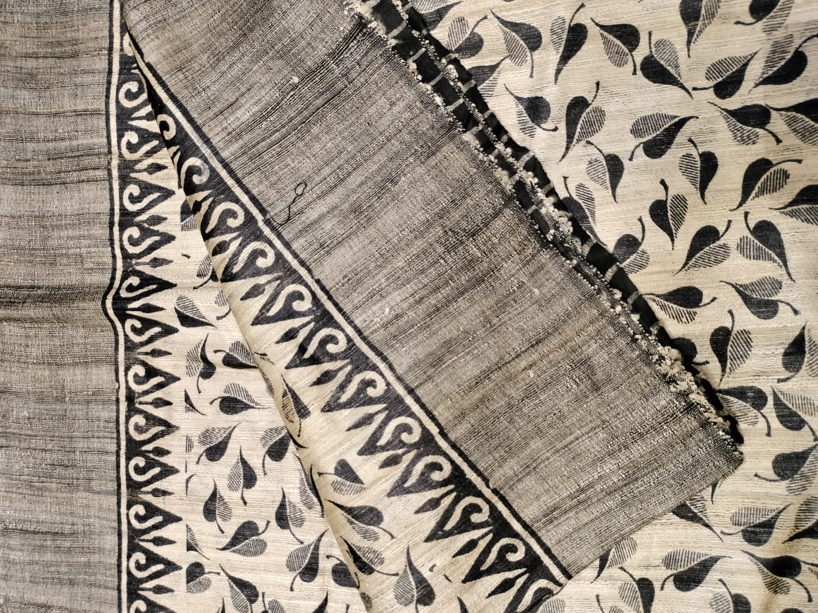 Pure Tussar Ghicha Kalamkari Saree