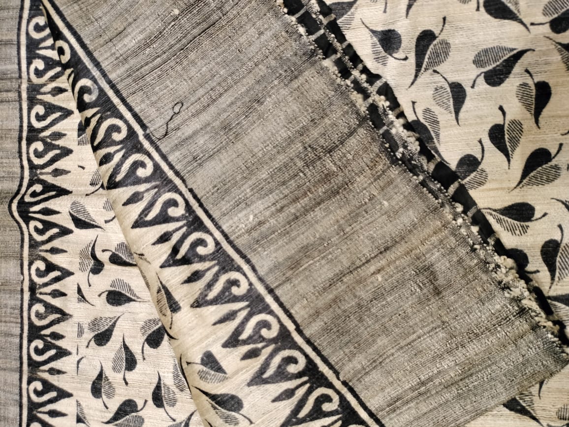 Pure Tussar Ghicha Kalamkari Saree