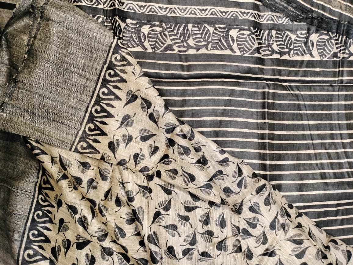 Pure Tussar Ghicha Kalamkari Saree