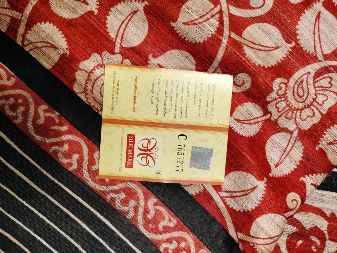 Pure Tussar Ghicha Kalamkari Saree