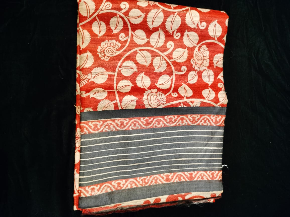 Pure Tussar Ghicha Kalamkari Saree