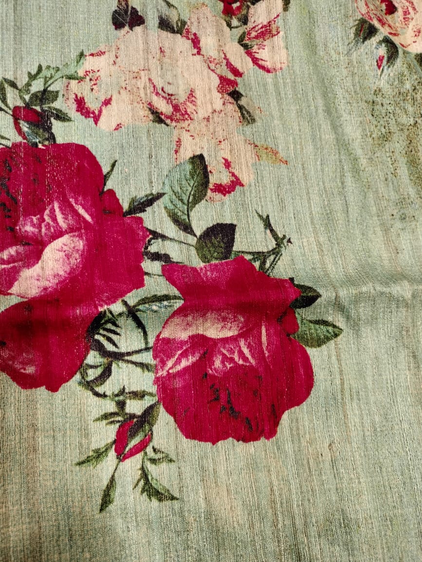 Pure Tussar Ghicha Digital Print Saree