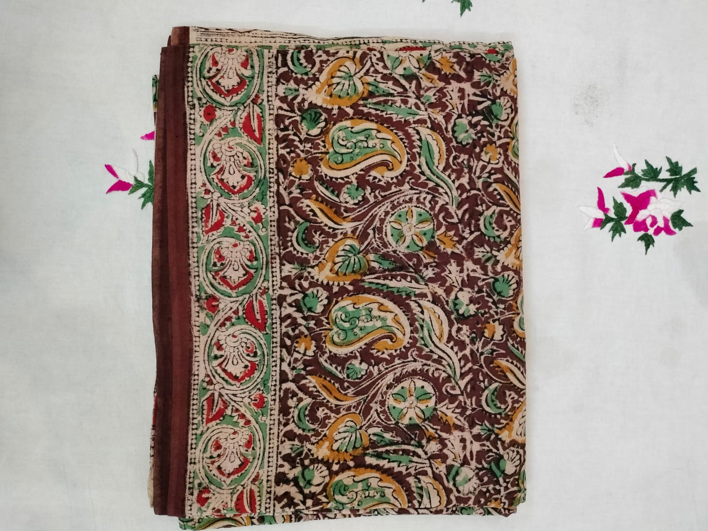 Pure cotton kalamkari Hand Block print saree