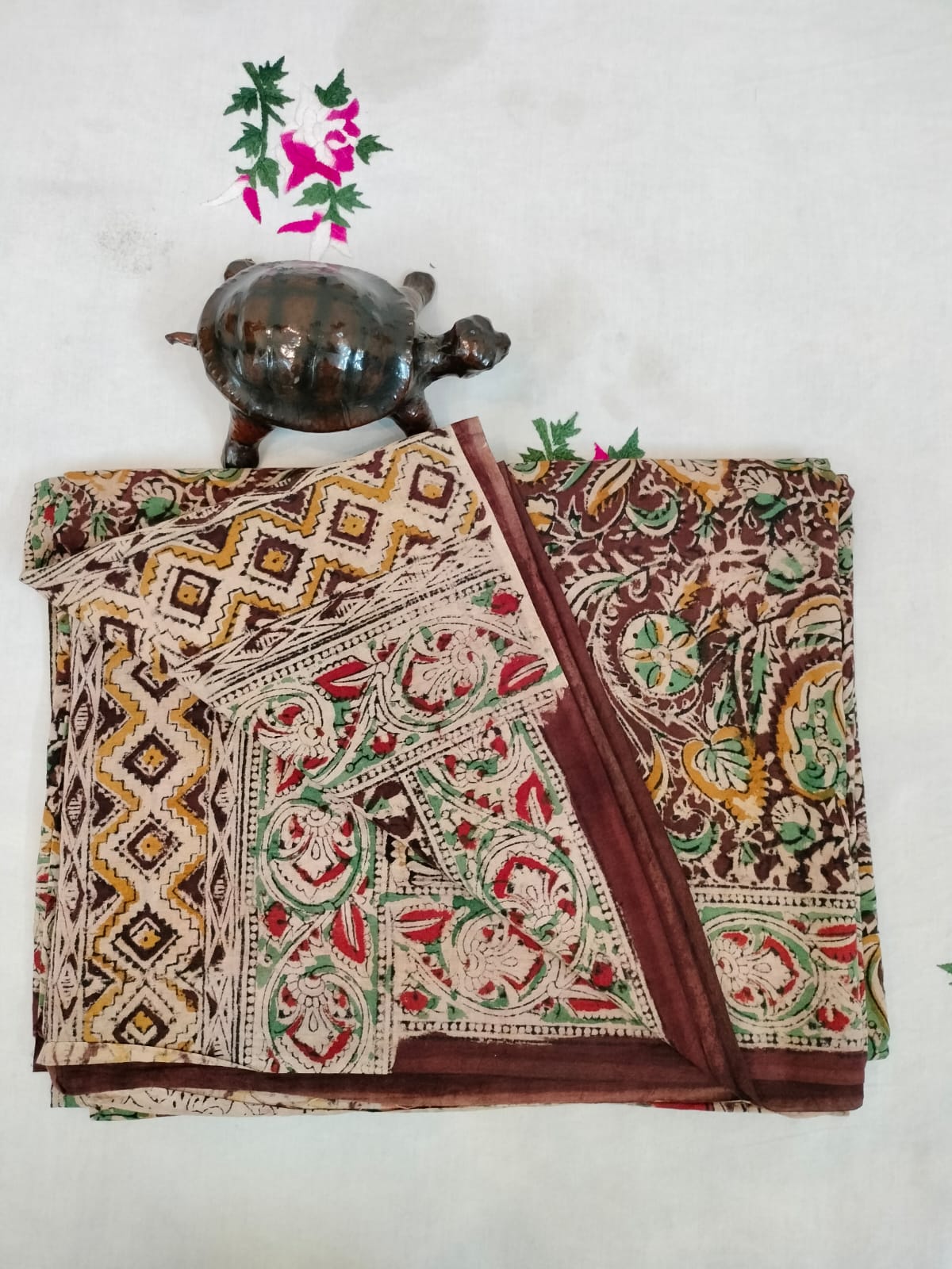 Pure cotton kalamkari Hand Block print saree