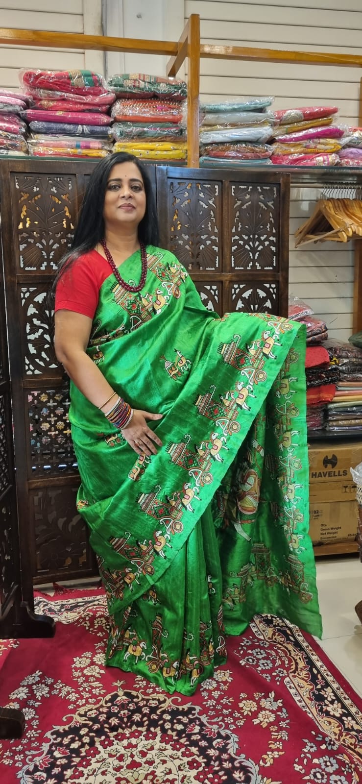 Pure Raw silk Ari hand Embroidery Sareee