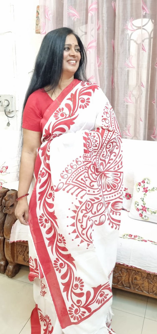 Pure Mul cotton screen printing saree