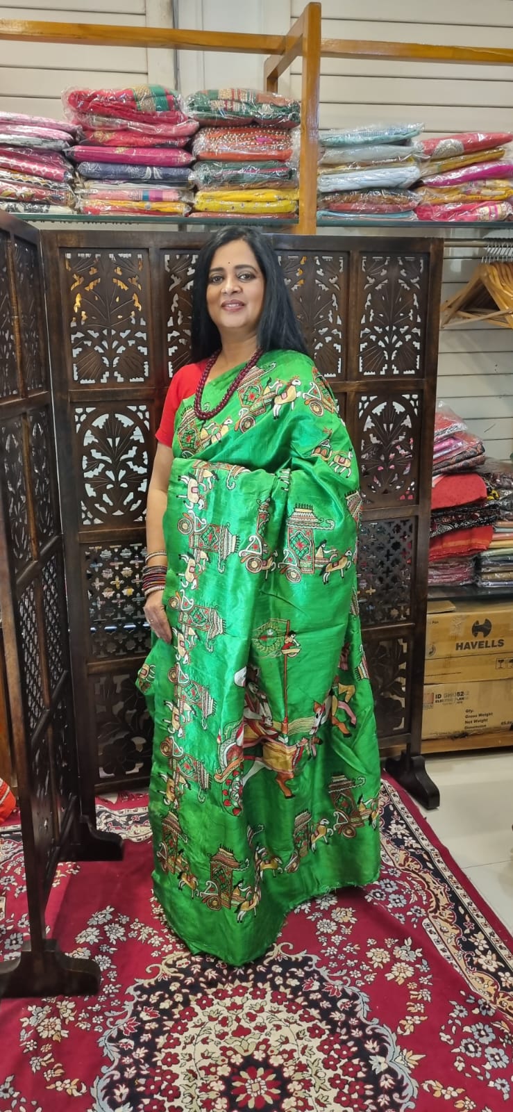 Pure Raw silk Ari hand Embroidery Sareee