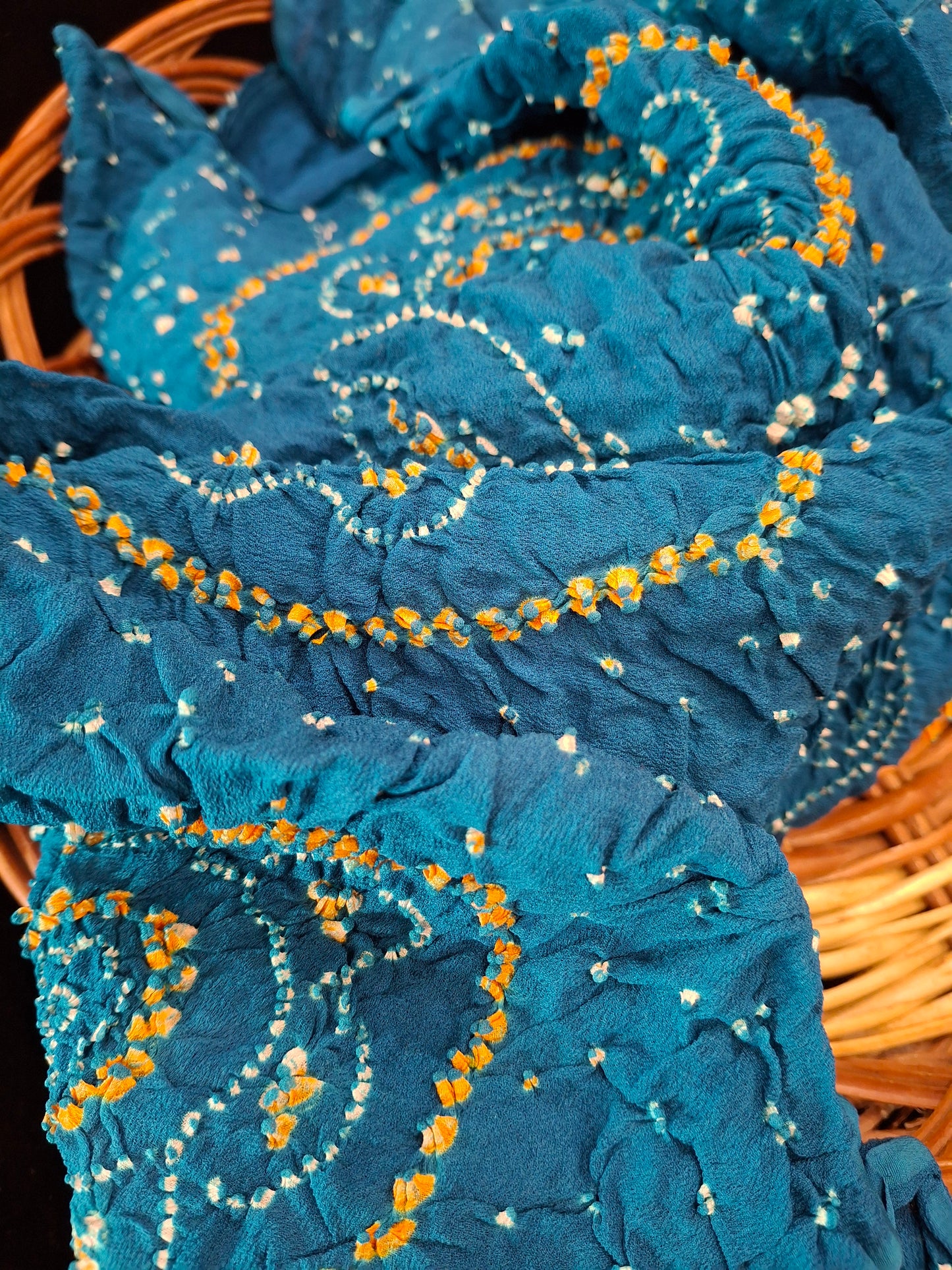 Pure crepe silk Rai Bandhej saree