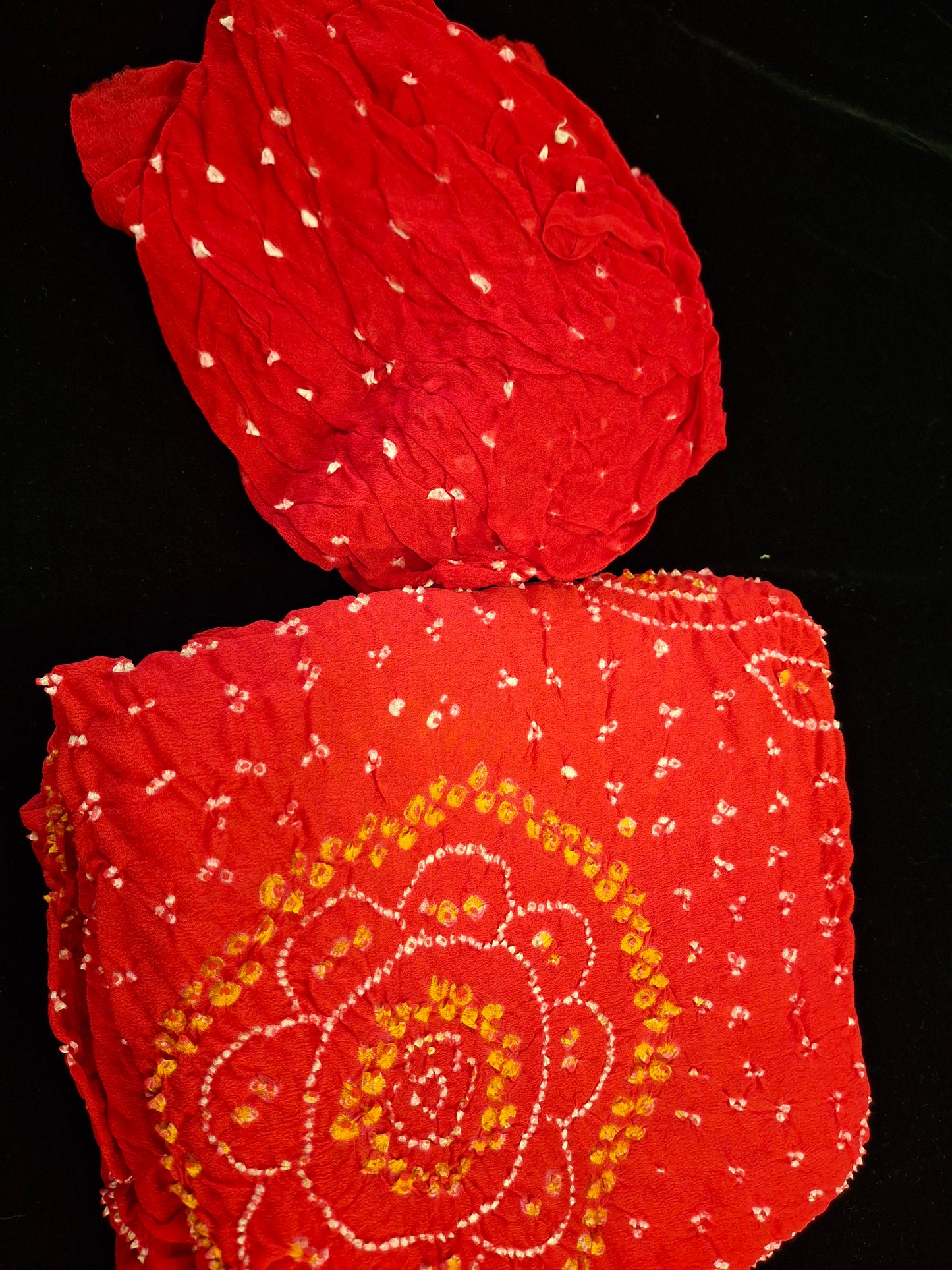 Pure crepe silk Rai Bandhej saree