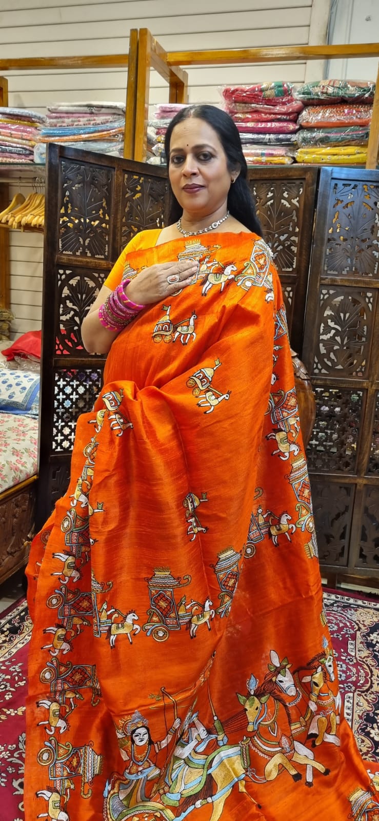 Pure Raw silk Ari  hand Embroidery saree