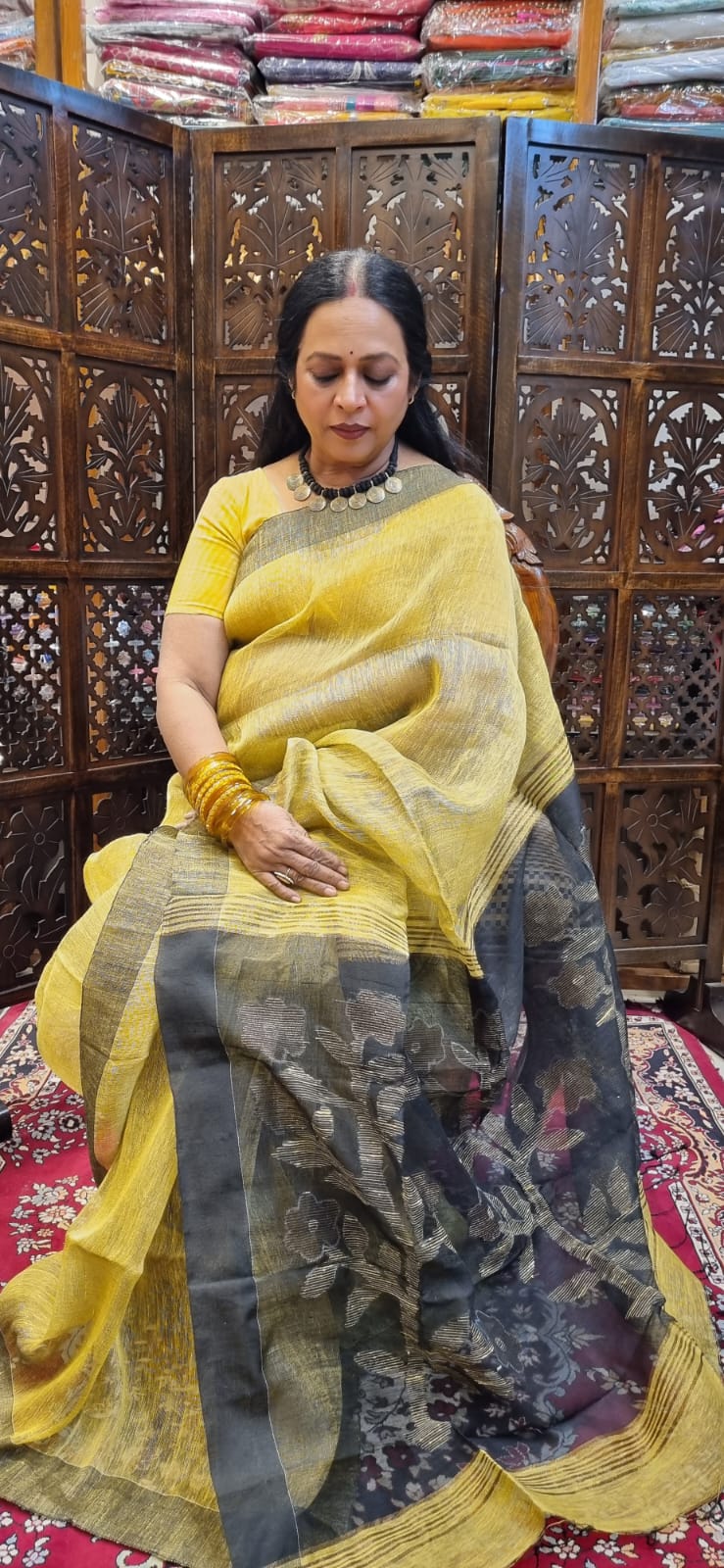 Linen Jamdani saree