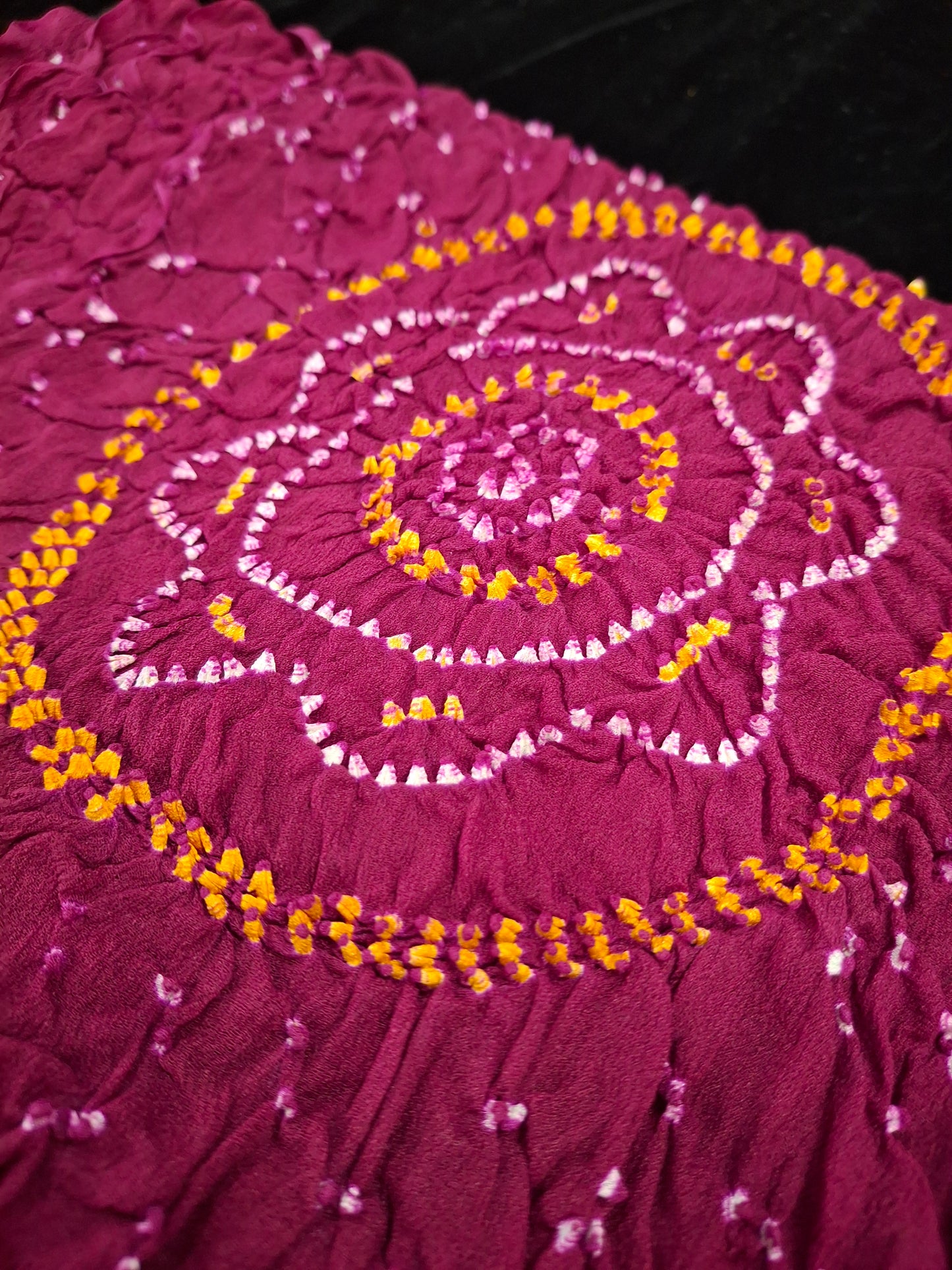 Pure crepe silk Rai Bandhej saree