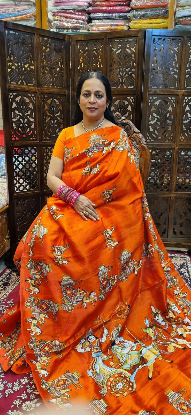 Pure Raw silk Ari  hand Embroidery saree