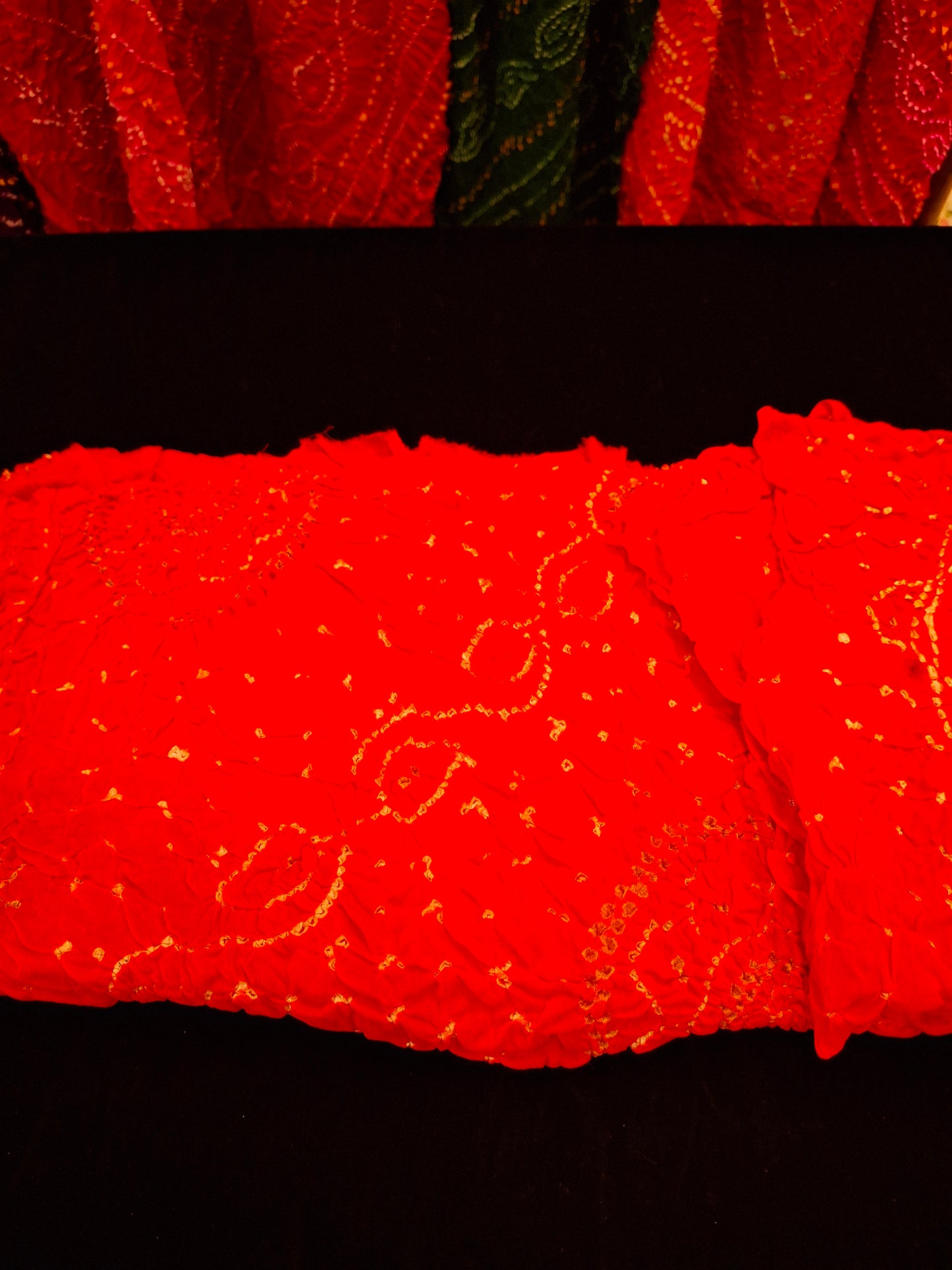 Pure crepe silk Rai Bandhej saree